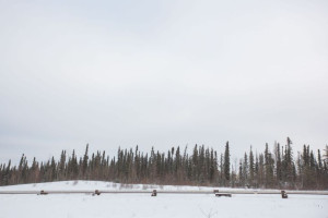 Pipeline in a snowy field