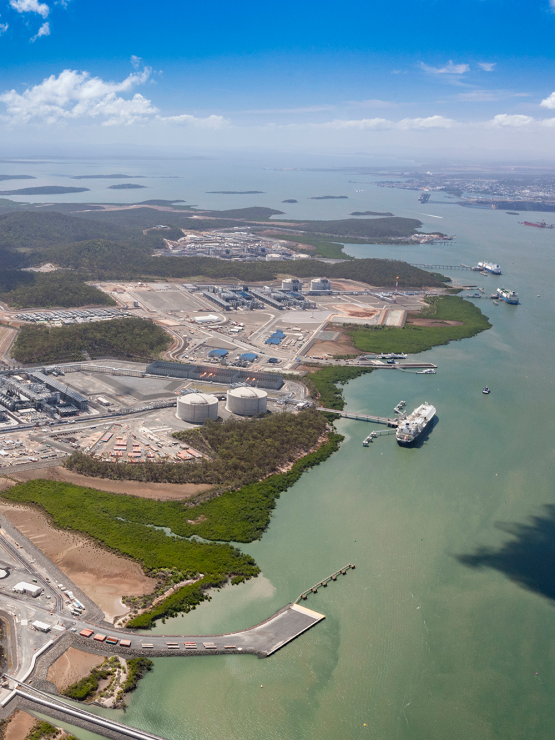 Aerial of Curtis Island in Australia