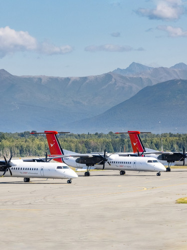 Turboprop Bombardier Q400 fleet, including the SPIRIT of Innovation, SPIRIT of Alpine and SPIRIT of Kuparuk, means more direct flights and shorter wait times for travelers to ConocoPhillips' Alaska assets.