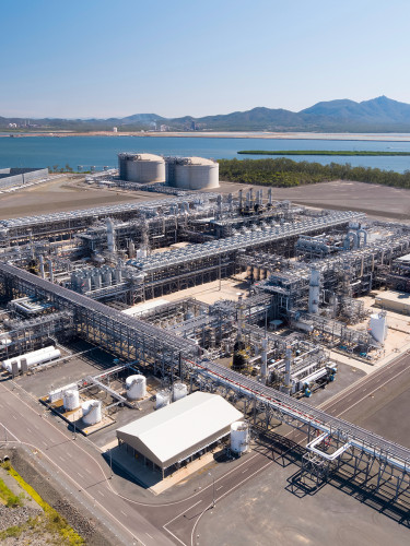 Aerial of Curtis Island in Australia looking out to sea
