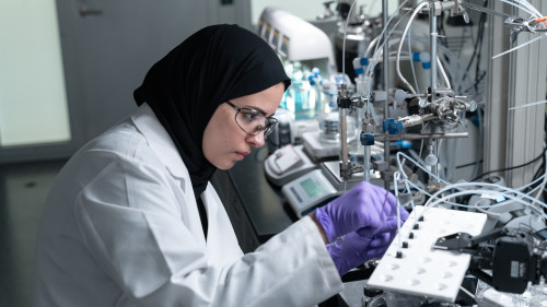 Process Lab - Scientist Eman with Adsorption Unit