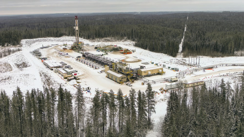 Aerial view of Well Pad 104-A at Surmont