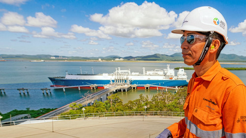 LNG ship loads at Curtis Island