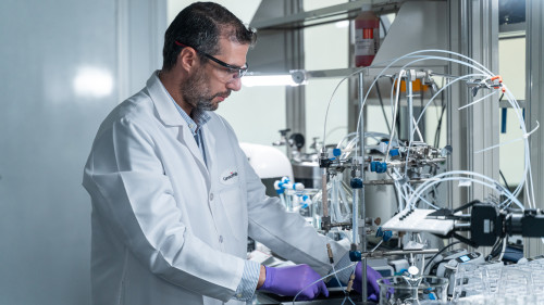 Process Lab, Senior Engineer Joel with Adsorption unit