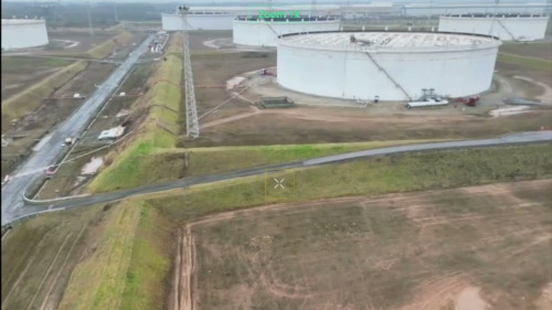 video of drone navigating Greatham tank farm