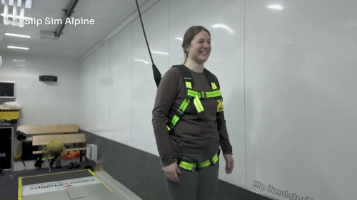 Molly Cornish practices on the Slip Simulator.