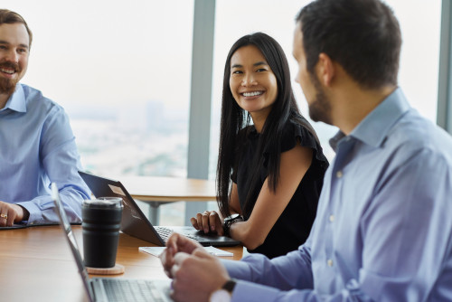 Employees in a meeting