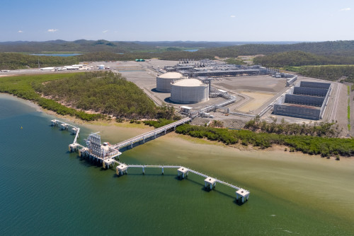 Aerial of APLNG assets on Curtis Island