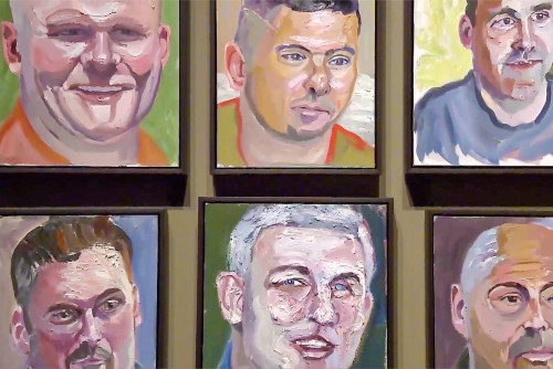 the display of the "Portrats of Courage" exibit