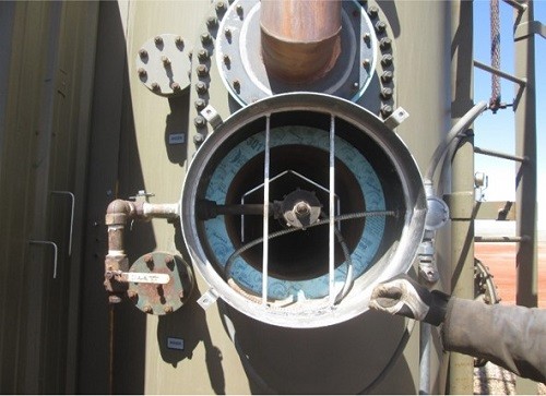 close up of cylindrical equipment