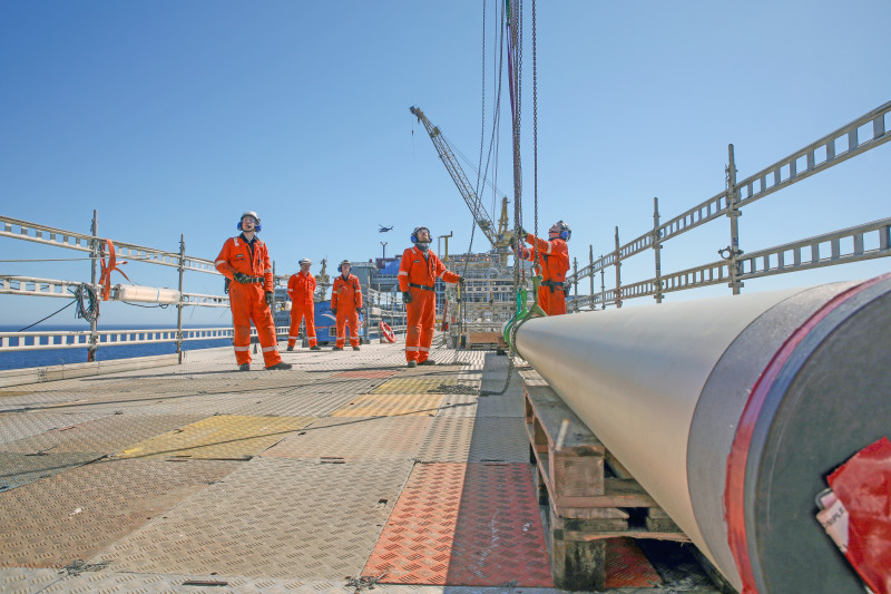 Workers on a platform