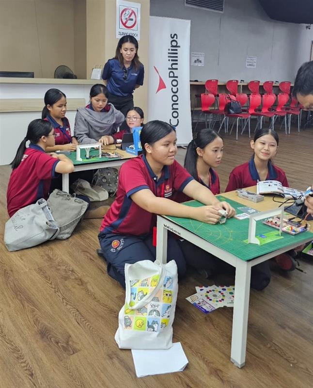 Students in groups learning about STEM