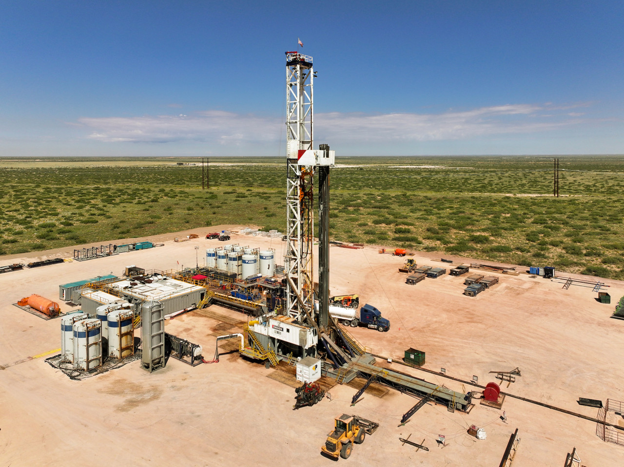 aerial view of a drilling rig