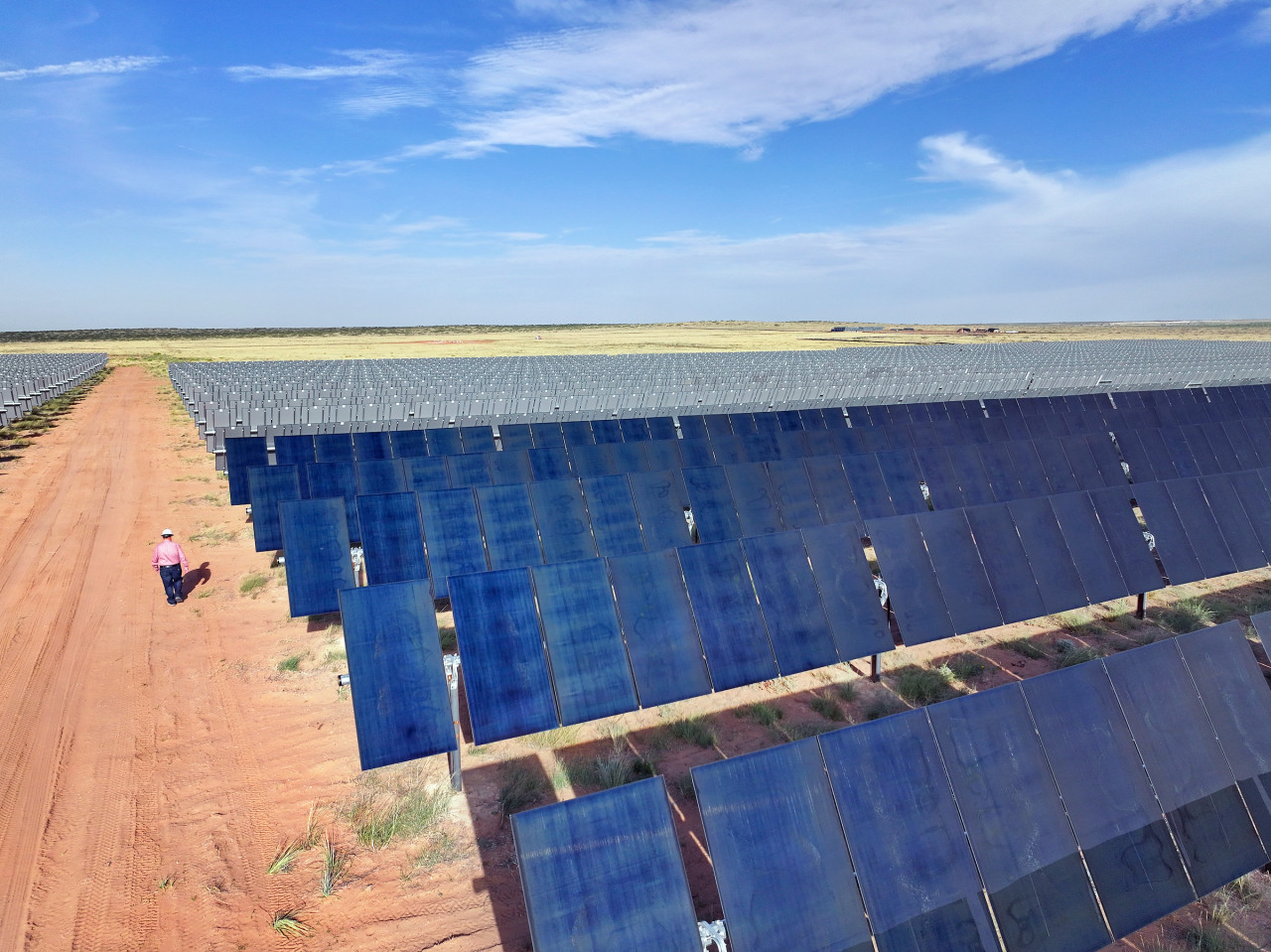 aerial view of a solar farm
