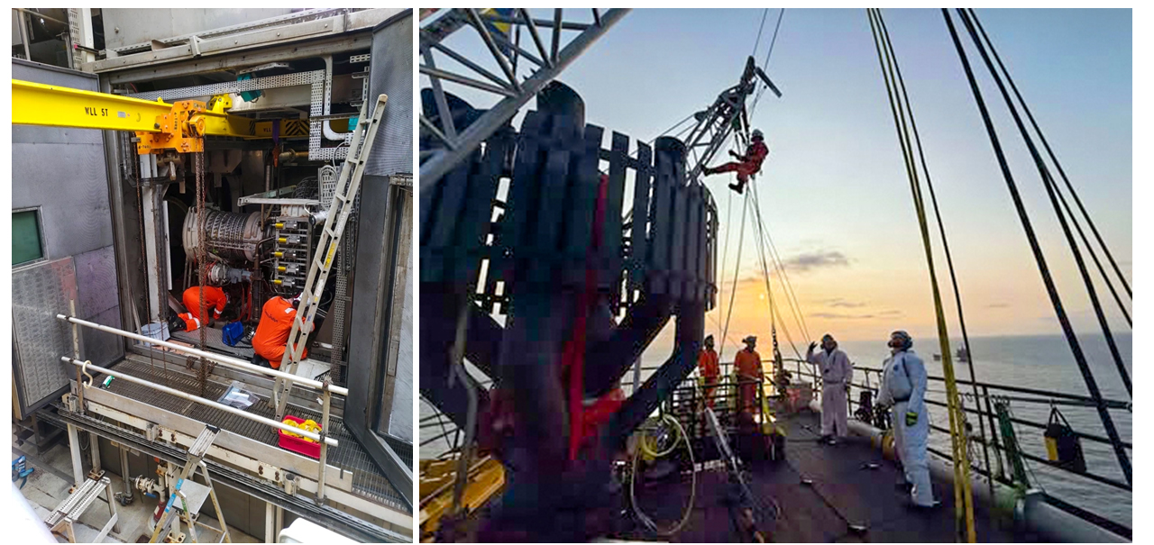 Collage of workers on offshore rig.