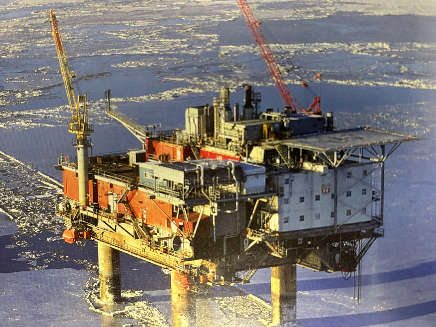 offshore platform with ice surrounding