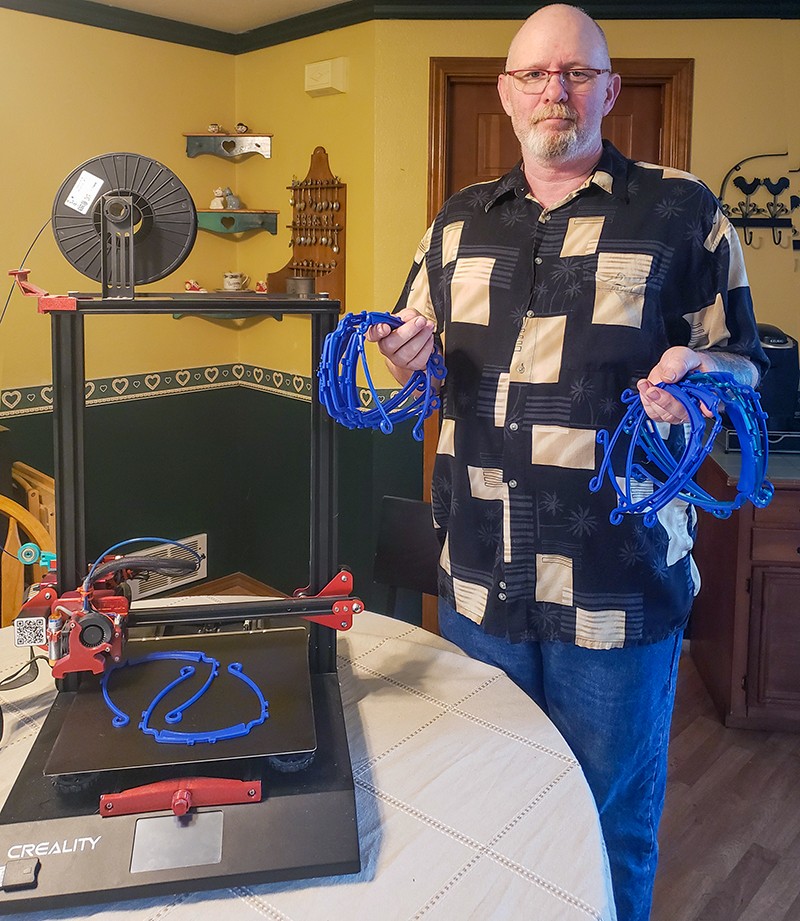 Wayne displays face-shield frames