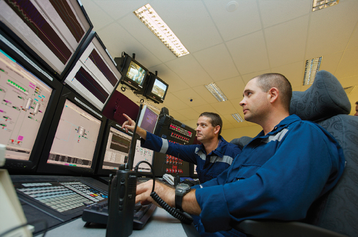 Guys working on the control deck