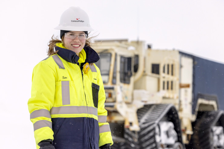 North Slope worker in high-visibility clothing
