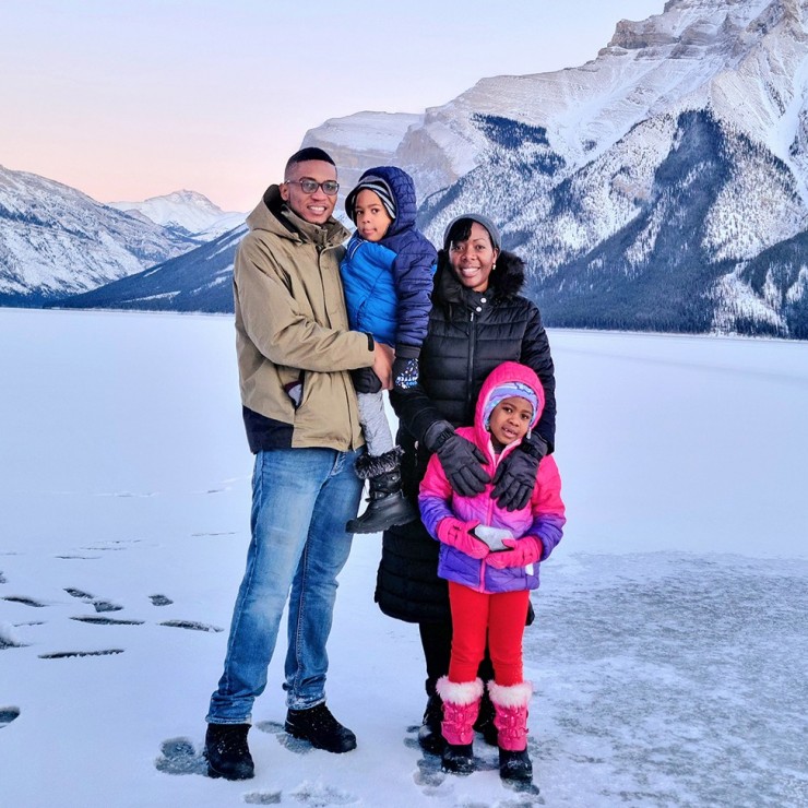 Chibuike Njoku is joined by his wife, Bilkisu, and their two children, Rose, 6, and Kanayo, 4