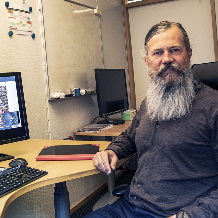Exploration Growth Director Colin Hirning examines seismic data in the North Sea.