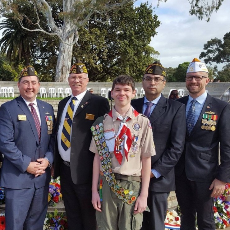 Mike Timmcke with fellow service members