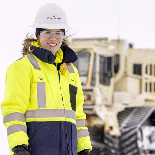 North Slope worker in high-visibility clothing