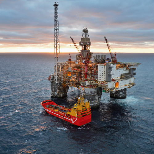 Heidrun was developed with a floating concrete platform (tension leg platform).